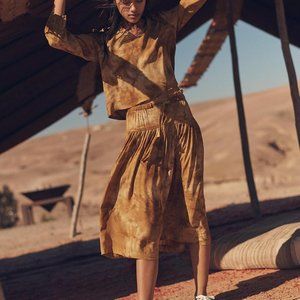 Madewell Tie-Front Midi Skirt in Tie-Dye Yellow size XS